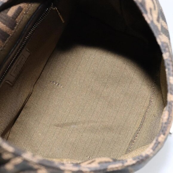 FENDI Zucca Canvas Mamma Baguette Shoulder Bag Black Brown Silver Auth 150142 - Picture 10 of 16